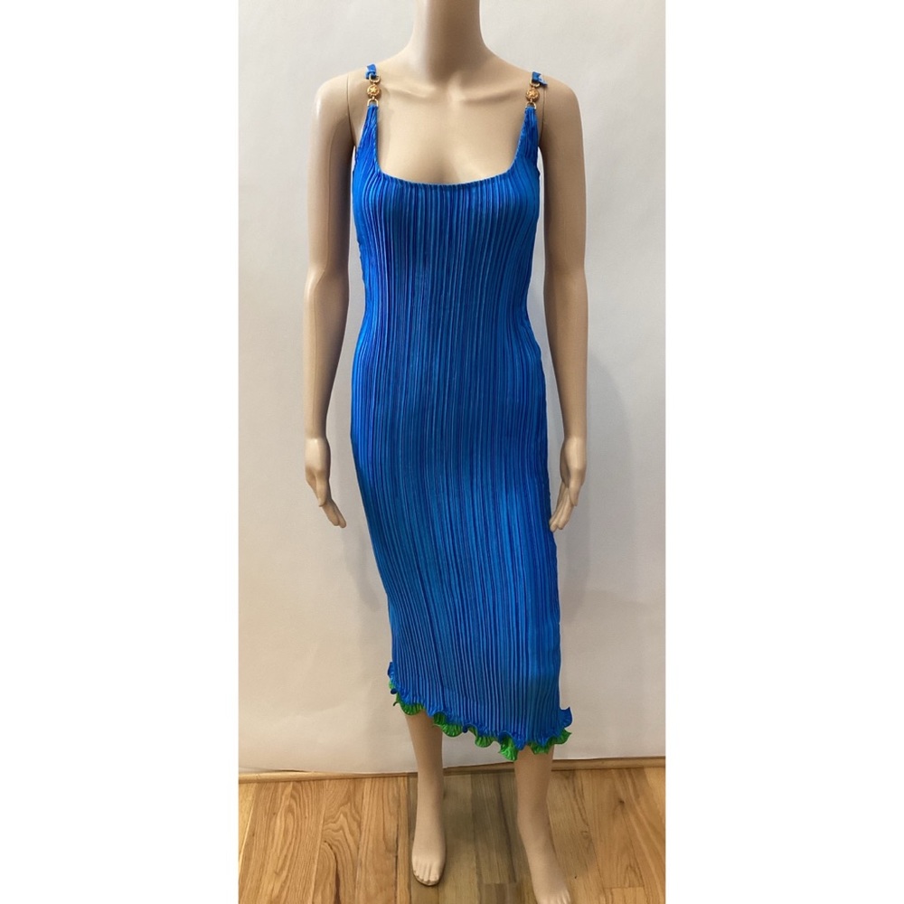 VERSACE STARFISH STRAP PLISSE MIDI DRESS - Picture 3 of 8